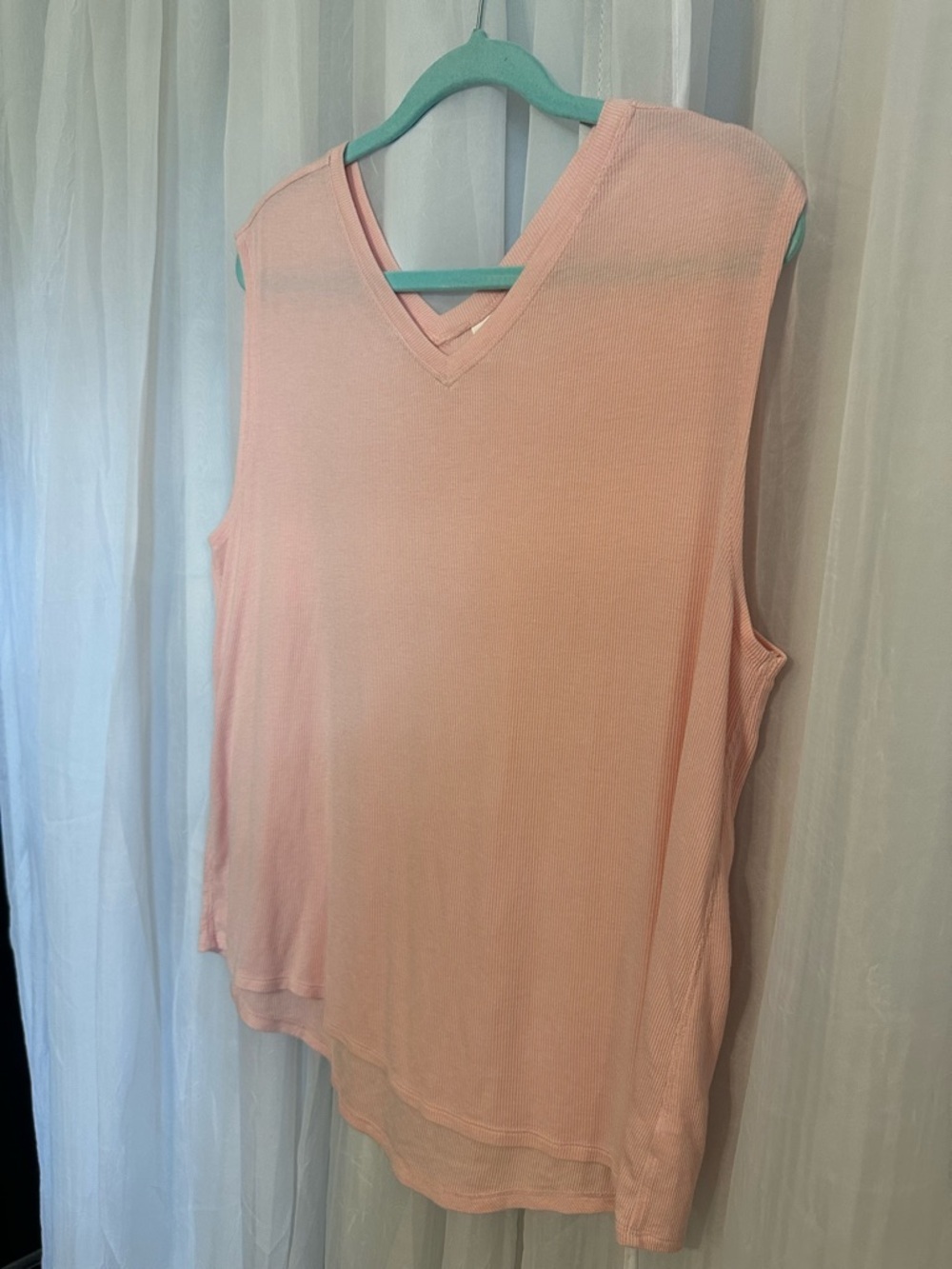 Sleeveless V-Neck Ribbed Top in Soft Pink - Picture 3 of 11